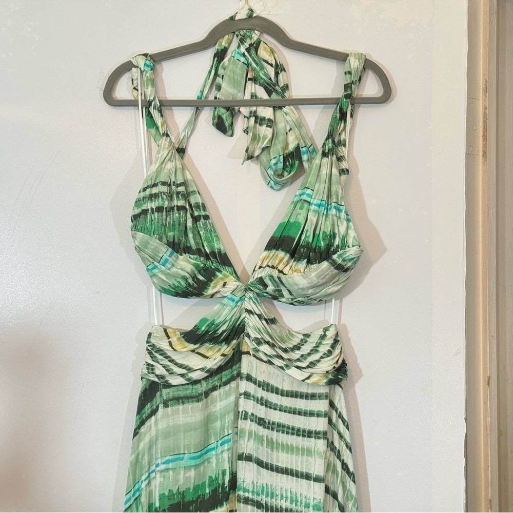 New 12th Tribe Mint Green and White Abstract Print Maxi Dress - Picture 3 of 16